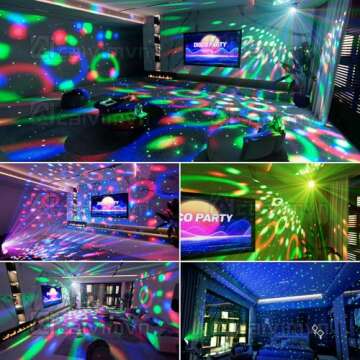 Party Lights DJ Disco Light Disco Ball Lights with Star Projector Sound Activated Strobe for Parties, Bar, Birthday, Wedding, DJ, Pub, Holiday, Event Live Show, Christmas, Living Room, Decorations