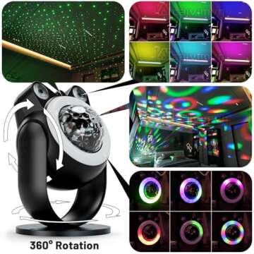 Party Lights DJ Disco Light Disco Ball Lights with Star Projector Sound Activated Strobe for Parties, Bar, Birthday, Wedding, DJ, Pub, Holiday, Event Live Show, Christmas, Living Room, Decorations