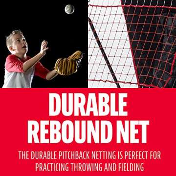 Franklin Sports Baseball Pitching Target and Rebounder Net - 2-in-1 Switch Hitter Pitch Trainer + Pitchback Net - Pitching Target with Hitter + Strikezone, Red