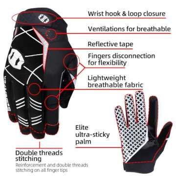 Seibertron Pro 3.0 Elite Ultra-Stick Sports Receiver Glove Football Gloves Youth and Adult (Black, M)