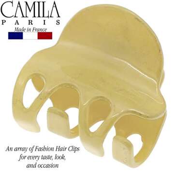 Camila Paris CP3129 French Hair Clip for Women, Small Yellow Girls Hair Claw Clips Fashion Durable Hair Accessories for Women, Luxury Ladies Strong Hold No Slip Grip Clamp, Made in France