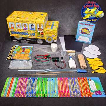 The Magic School Bus: Engineering Lab By Horizon Group USA, Homeschool STEM Kits for Kids, Includes Hands-On Educational Manual, Experiment Cards, Buzzer, Flashlight, Solar Panel, Buzzer, Wires & More