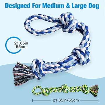 UPSKY Dog Rope Toys 2 Nearly Indestructible Dog Toys, Dog Toy for Medium to Large Breed, Dental Cleaning Chew Toys, Dog Tug Toy for Boredom, Dog Teething Toys, Dog Rope Toy for Aggressive Chewers