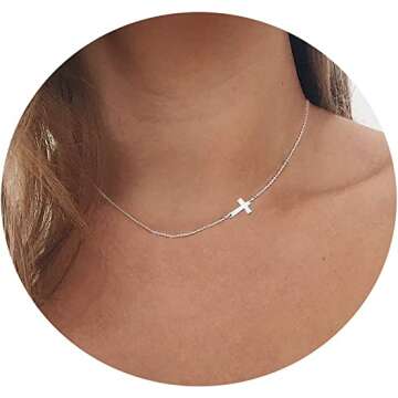 Tewiky Silver Plated Sideways Necklace