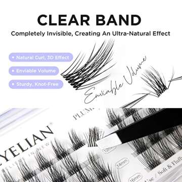 BEYELIAN Cluster Lashes, DIY Eyelash Extension Lash Clusters Individual False Eyelashes Extension Natural Look Reusable Super Thin Clear Band 48 Lash Clusters (Style 5 12mm Clear Band)