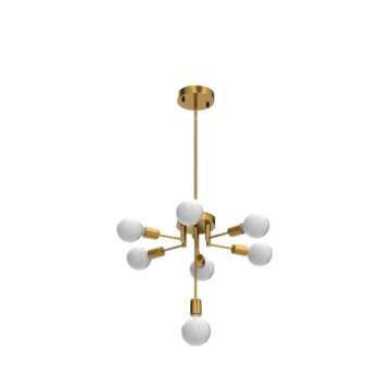 Gednbo Gold Sputnik Chandeliers 7-Light Modern Pendant Lighting Deformable Mid Century Ceiling Hanging Light Fixture for Bedroom Living Room Dining Room Kitchen (Exclude E26 Bulb)