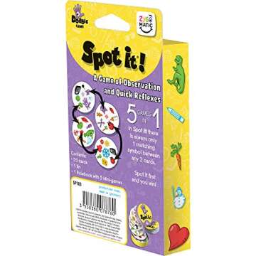 Spot It! Classic Card Game (Eco-Blister) - Fast Paced Family Fun! Matching Game for Game Night, Travel Game for Kids, Great Gift for Kids, Ages 6+, 2-8 Players, 15 Minute Playtime, Made by Zygomatic