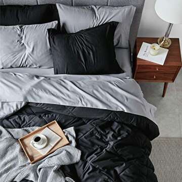 Bedsure Black Comforter Set - 7 Pieces for Queen Bed