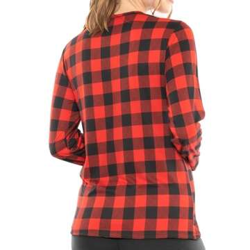 Soft Red Buffalo Plaid Women's Long Sleeve Top