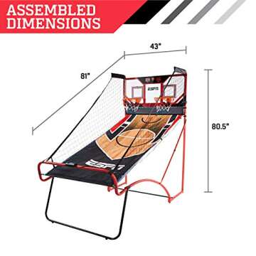 ESPN EZ Fold 2 player Basketball Game with Polycarbonate Backboard and LED Scoring