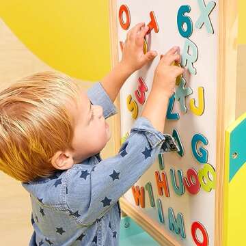 B. toys- B. play – School Play Set – Whiteboard & Chalkboard – 36 Magnetic Letters & Numbers- 11 Educational & Interactive Activities- Schoolhouse Fun"3 Years +