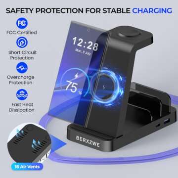 Wireless Charging Station for Samsung: 5 in 1 Wireless Charger Stand Dock for Multiple Devices - 36W Fast Charging for Samsung Galaxy S24 Ultra S23 S22 S20 Note 20 10 Z Fold Galaxy Watch 7 6 5 Buds