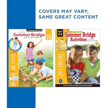 Summer Bridge Activities 3rd to 4th Grade Workbook, Activity Book With Math, Reading Comprehension, Science, Fitness, Social Studies, Writing Practice, and Flash Cards