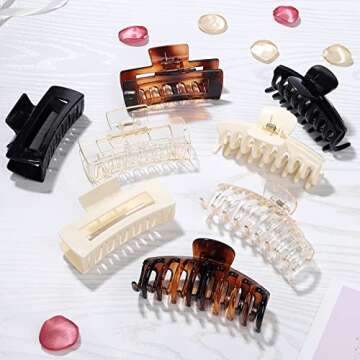 Laxizar 8 Pack Rectangular Claw Hair Clips