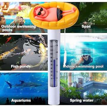 Trade Horse Floating Pool Thermometer,Water Thermometers Easy Read with String for Outdoor & Indoor Swimming Pools, Spas, Hot Tubs,Fish Ponds（Beach boy）