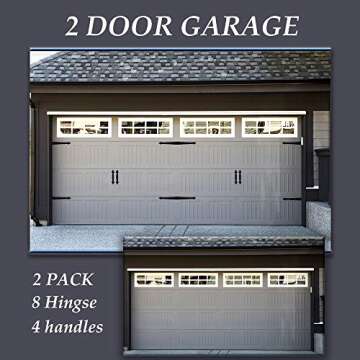 skysen Magnetic Garage Door Decorative Faux Hinges Handles Accents Hardware Kit Black(cxckls-2 Pack)