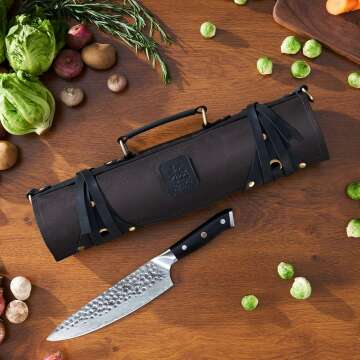 KYOKU Boning Knife and Black Chef Knife Roll