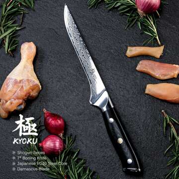 KYOKU Boning Knife and Black Chef Knife Roll