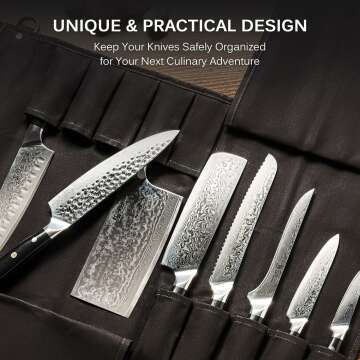 KYOKU Boning Knife and Black Chef Knife Roll