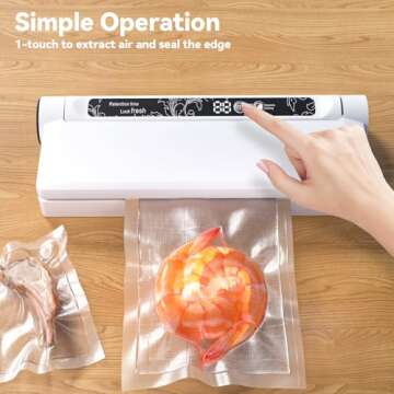 Vacuum Sealer, Food Saver Vacuum Sealer Machine with 20 Food Preservation Bags One-touch Automatic Vacuum Sealer for Food, Digital Display Vacuum Sealing and Independent Sealing Function