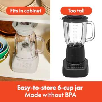 bella 10 Speed Countertop Blender, Juicer & Smoothie Maker, Fits-anywhere™ Kitchenware, Slim Flip & Store Design, Dishwasher Safe 48oz Capacity Pitcher & Lid, Stainless Steel Blade, 450 Watt, Oatmilk