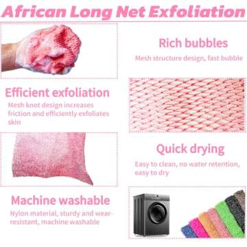 SPMKTBOZAI African Net Sponge Authentic, African Exfoliating Sponge Real African Net Black Owned, African Bath Sponge Back Scrubber, Body Exfoliator Shower Bath Accessories (Pink)