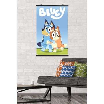 Trends International Bluey - Hug Wall Poster, 34L x 22.4W, Poster & Clip Bundle