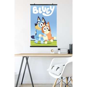 Trends International Bluey - Hug Wall Poster, 34L x 22.4W, Poster & Clip Bundle