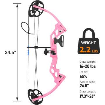 A208 Compound Bow and Arrow Set, 16-20 Lbs Draw Weight, Right Handed Bow for Kids Archery Beginner, Target Bow with Accessories for Teens Outdoor Sports Game Shooting Training