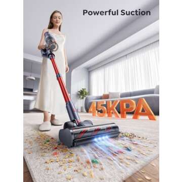 INTETURE Cordless Vacuum Cleaner, 550W 45Kpa Vacuum Cleaners for Home, Stick Vacuum with Self-Standing, Max 60 Mins, Touch Screen, Vacuum Cleaner with Charging Station for Hard Floor Carpet Car Pet