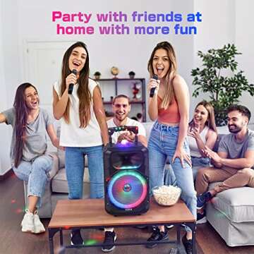 2025 Portable Karaoke Machine for Adults and Kids with 2 Wireless Microphones New 10" Subwoofer PA Machines Bluetooth 5.0 Karaoke Speaker System with DJ Light for Outdoor Party