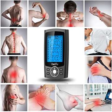 Belifu Dual Channel TENS EMS Unit - 24 Modes Muscle Stimulator for Pain Relief