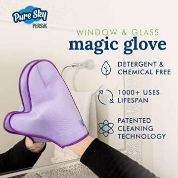 Pure-Sky Glass Cleaning Cloth Glove - JUST ADD Water No Detergents Needed – Streak Free Magic Ultra Microfiber Window Polishing Glove - for Windows, Glass, Mirror and Screen - Leaves no Wiping Marks