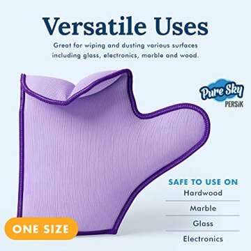 Pure-Sky Glass Cleaning Cloth Glove - JUST ADD Water No Detergents Needed – Streak Free Magic Ultra Microfiber Window Polishing Glove - for Windows, Glass, Mirror and Screen - Leaves no Wiping Marks