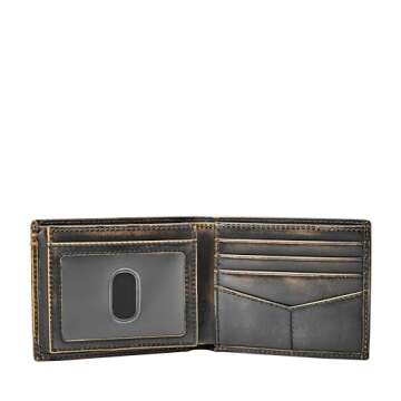 Fossil Men's Wade Leather Bifold Flip ID Wallet - Black Model ML3882001