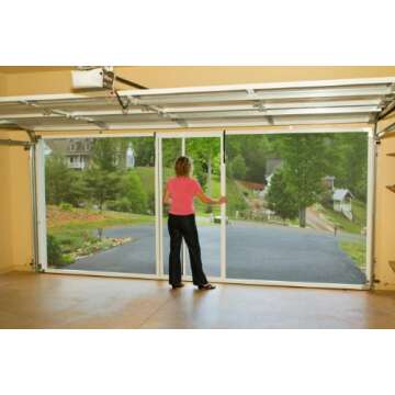 Lifestyle Screens Garage Door Screen 7'H with 17x20 Black PVC-Coated Polyester Fabric Models (White, 16'Wx7'H)