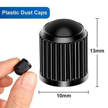 24pcs Tire Valve Stem Caps The Upgraded Version has a Sealing Ring for Car, Motorbike, Trucks, Bike, Bicycle （Black）