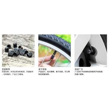 24pcs Tire Valve Stem Caps The Upgraded Version has a Sealing Ring for Car, Motorbike, Trucks, Bike, Bicycle （Black）