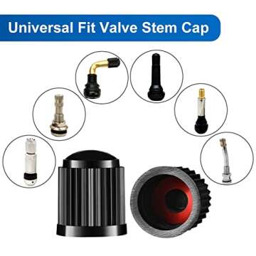 24pcs Tire Valve Stem Caps The Upgraded Version has a Sealing Ring for Car, Motorbike, Trucks, Bike, Bicycle （Black）