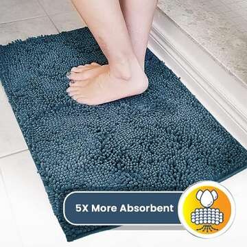 Muddy Mat® Shown ON TV Highly Absorbent Microfiber Door Mat and Pet Rug Non Slip Thick Washable Area and Bath Mat Soft Chenille for Kitchen Bedroom Indoor and Outdoor - Atlantic Blue Small 28"X18"