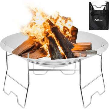 ActDoer 17" Portable Outdoor Fire Pit - Collapsible & Travel-Friendly