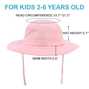 Connectyle Kids UPF 50+ Bucket Sun Hat UV Sun Protection Hats Wide Brim Summer Beach Hat Pink