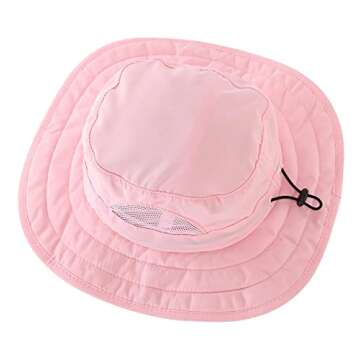 Connectyle Kids UPF 50+ Bucket Sun Hat UV Sun Protection Hats Wide Brim Summer Beach Hat Pink