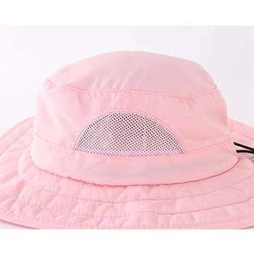 Connectyle Kids UPF 50+ Bucket Sun Hat UV Sun Protection Hats Wide Brim Summer Beach Hat Pink