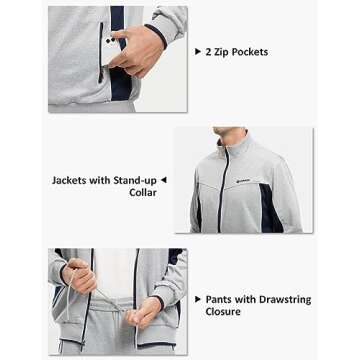 Men's Casual Athletic Jogging Tracksuit Set