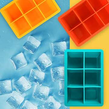 Excnorm Silicone Ice Cube Trays 3 Pack - Large Size Silicone Ice Cube Molds with Leak Proof Removable Lid Square Ice Cube Tray And BPA Free for Cocktail,Whiskey, Stackable Flexible Ice