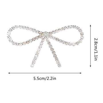 10Pcs Sliver Clear Rhinestone Crystal Bow Brooches Pins Set DIY Wedding Bouquet Broaches Kit