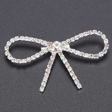 10Pcs Sliver Clear Rhinestone Crystal Bow Brooches Pins Set DIY Wedding Bouquet Broaches Kit