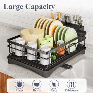 Stainless Steel Dish Drying Rack - Large Kitchen Organizer