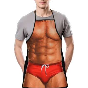 Landisun Funny Macho Muscle Man Apron - Perfect Gift for Chefs!